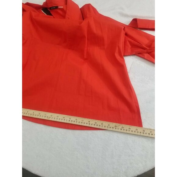 Natori Women's Tunic top   Size S Cotton Poplin Tie Front  Orange 30 - Picture 4 of 12